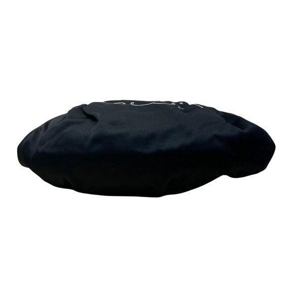 Hervé Paris Black Velvet Floral Embroidered Evening Bag With Pearl Clasp Size S - Picture 7 of 9